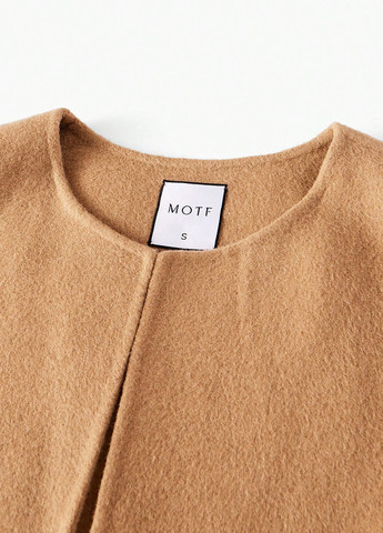 Світло-коричневе Кежуал напівпальто однобортне SHEIN однотонне