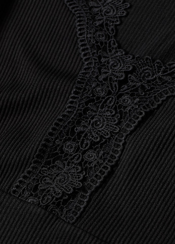 Боди H&M блуза-боди однотонные чёрные кэжуалы полиэстер, трикотаж