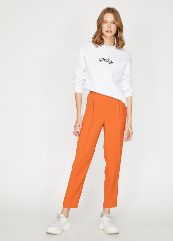 Оранжевые кэжуал демисезонные прямые брюки KOTON