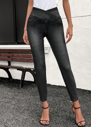 Черные демисезонные леггинсы SHEIN