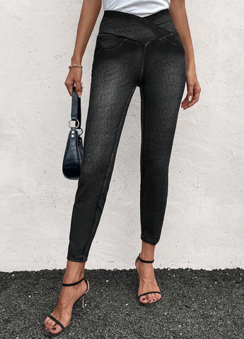 Черные демисезонные леггинсы SHEIN