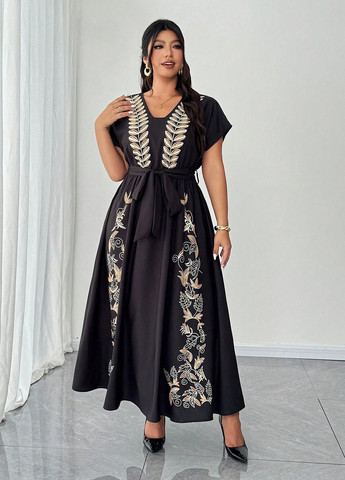 Чорна святковий, кежуал сукня а-силует SHEIN з квітковим принтом