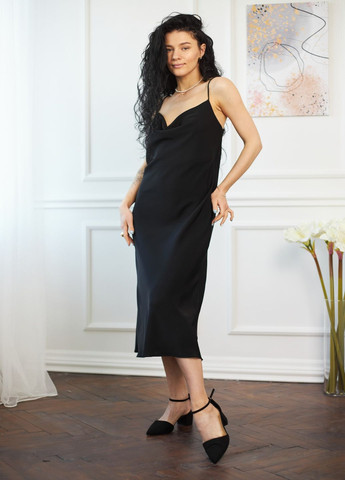 Черное кэжуал платье платье-комбинация MaCo exclusive однотонное
