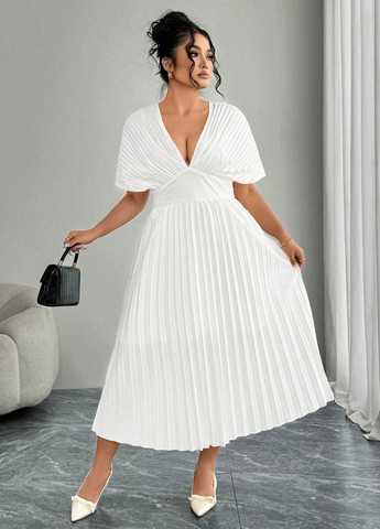 Білий кежуал сукня плісована SHEIN однотонна