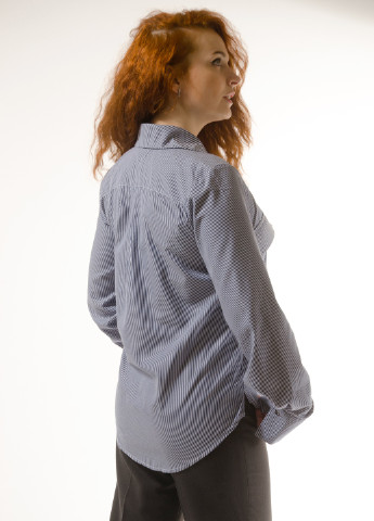 Синя демісезонна класична жіноча сорочка у стильну дрібну смужку INNOE Блуза