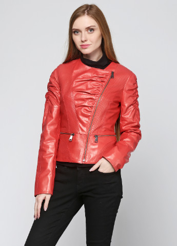 Красная демисезонная куртка кожаная Vicentini