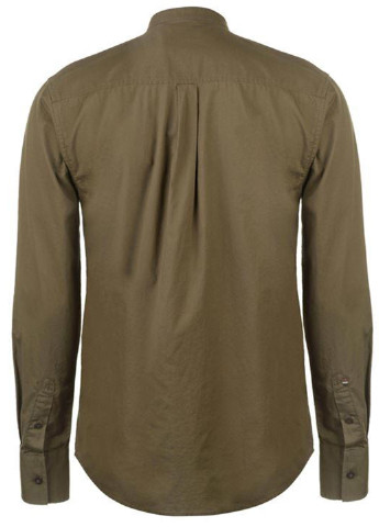 Оливковковая (хаки) кэжуал рубашка однотонная Pierre Cardin