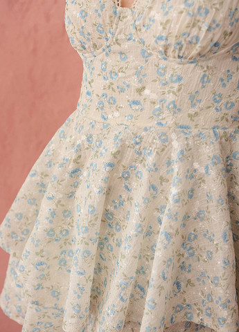 Комбінезон SHEIN комбінезон-шорти квітковий білий кежуал поліестер