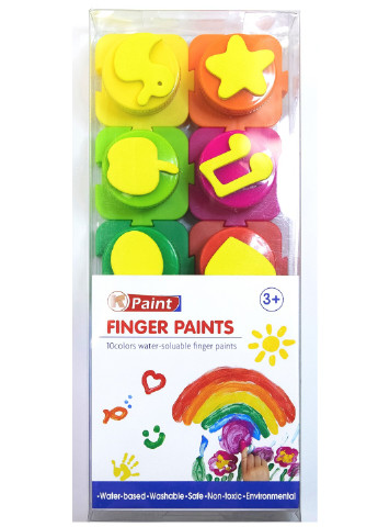 Краски пальчиковые со штампом, 10 цветов Nobrand (224574279)