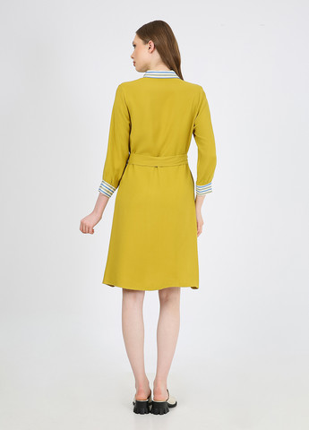 Оливковое кэжуал платье рубашка Casalini в полоску