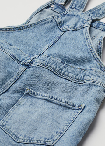 Комбинезон H&M комбинезон-брюки однотонный голубой джинсовый хлопок