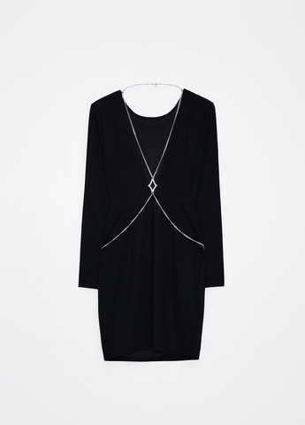 Черное коктейльное платье с открытой спиной Mohito однотонное