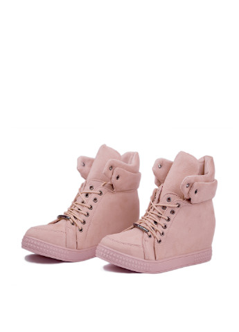 Розовые женские ботинки сникерсы со шнурками