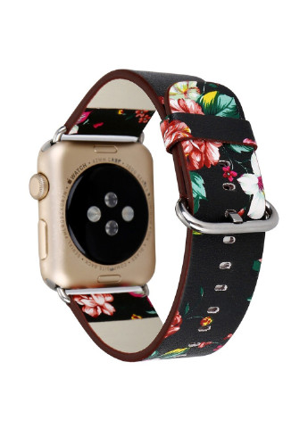 Ремінець для смарт-годин Apple Watch Flowers 38/40 шкіряний з металевими вставками Black XoKo apple watch flowers 38/40 кожаный с металлическими вставками black (156223611)