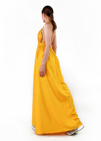 Желтое кэжуал платье с открытой спиной Boohoo однотонное