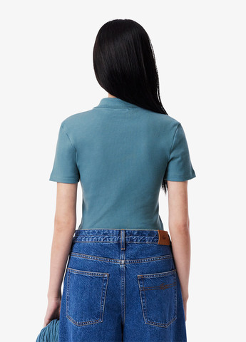 Темно-голубой женская футболка-поло Lacoste однотонная