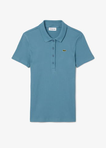 Темно-голубой женская футболка-поло Lacoste однотонная