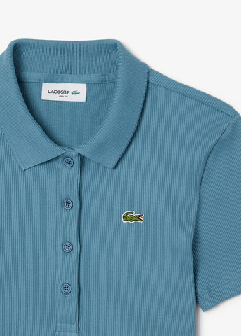 Темно-голубой женская футболка-поло Lacoste однотонная