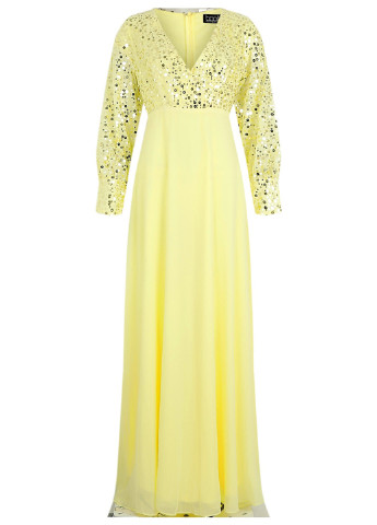 Желтое вечернее платье в стиле ампир Boohoo однотонное