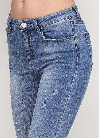 Джинси Adoro завужені однотонні блакитні джинсові бавовна