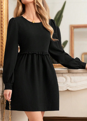 Чорна вечірня, кежуал сукня кльош SHEIN однотонна