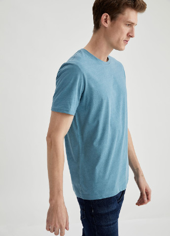 Темно-голубая летняя футболка DeFacto