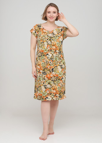 Комбинированное домашнее платье Трикомир с цветочным принтом