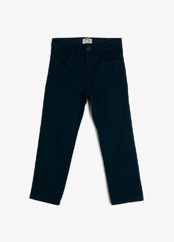 Штани KOTON прямі однотонні темно-сині джинсові бавовна