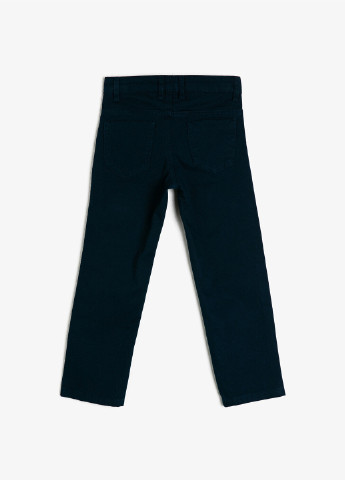 Штани KOTON прямі однотонні темно-сині джинсові бавовна