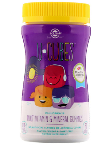 Мультиминеральный и Мультивитаминный Комплекс для Детей, U-Cubes,, 120 желейных конфет Solgar (225714572)