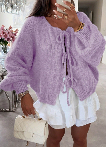 Светло-фиолетовый демисезонный кардиган SHEIN