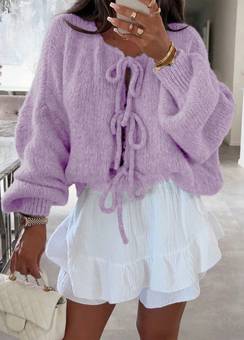 Светло-фиолетовый демисезонный кардиган SHEIN