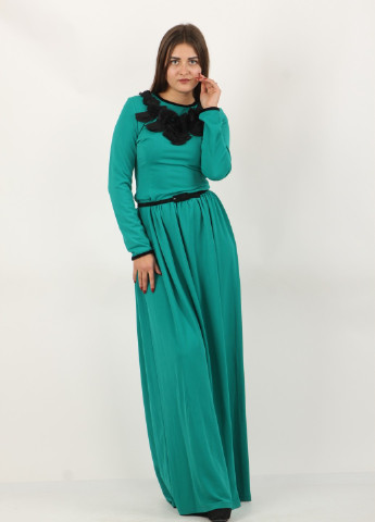 Зеленое вечернее платье Mozah однотонное