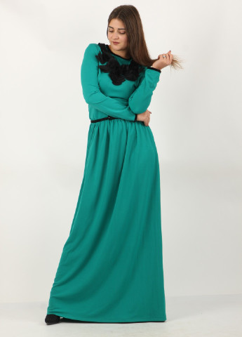 Зелена вечірня плаття, сукня Mozah однотонна