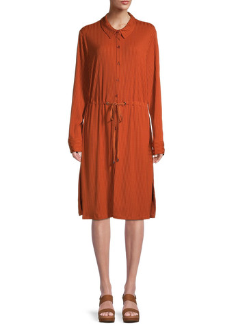 Терракотовое кэжуал платье рубашка Calvin Klein однотонное