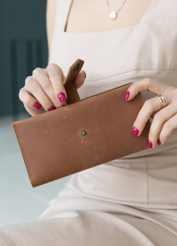 Зручне жіноче портмоне ручної роботи із натуральної вінтажної шкіри коньячного кольору Boorbon (253752045)