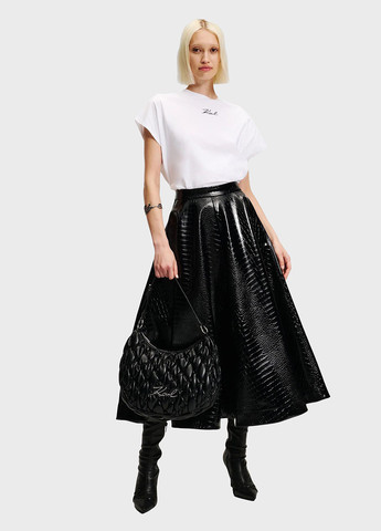 Черная кэжуал, вечерний однотонная юбка Karl Lagerfeld клешированная
