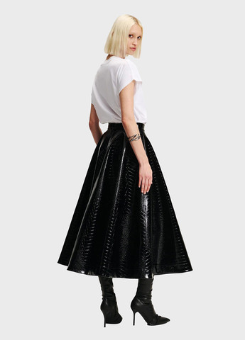 Черная кэжуал, вечерний однотонная юбка Karl Lagerfeld клешированная