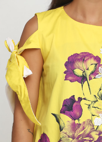 Желтое кэжуал платье оверсайз Arizona с цветочным принтом
