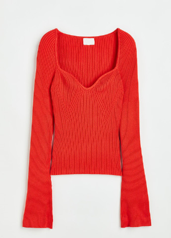 Красный демисезонный свитер в рубчик H&M