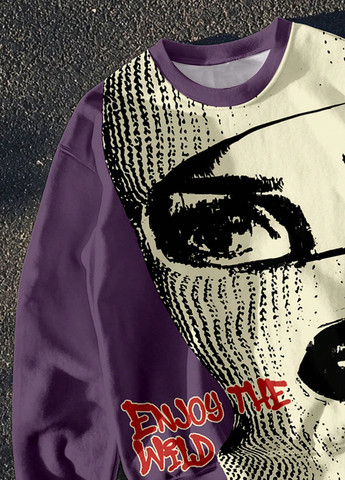 Фиолетовый свитшот SHEIN рисунок без декора (346790380)