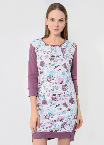 Лілова домашній сукня коротка NEL з малюнком