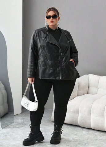 Черная демисезонная куртка косуха SHEIN