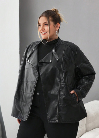 Черная демисезонная куртка косуха SHEIN