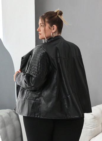 Черная демисезонная куртка косуха SHEIN