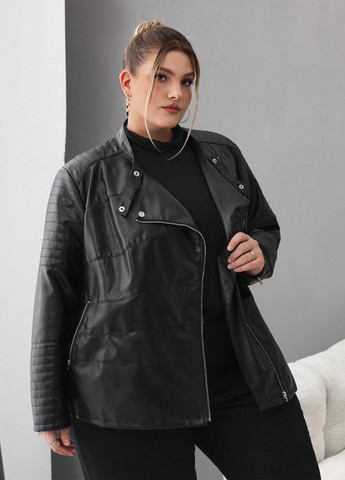 Черная демисезонная куртка косуха SHEIN