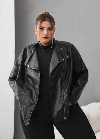 Черная демисезонная куртка косуха SHEIN