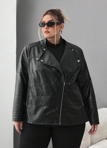 Черная демисезонная куртка косуха SHEIN