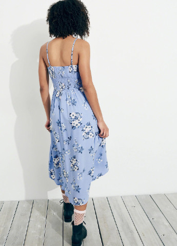 Голубое кэжуал платье Hollister с цветочным принтом