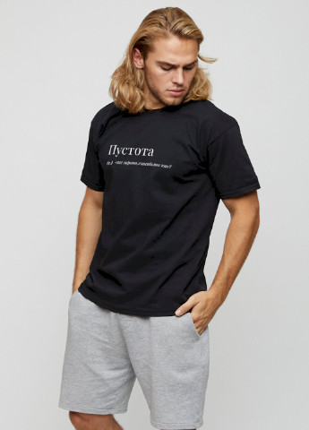 Чорна футболка чоловіча basic /air print/ YAPPI